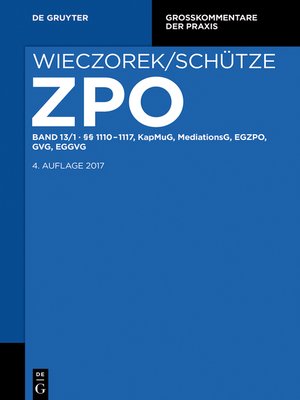 cover image of ZPO Band 13/1 §§ 1110-1117, KapMuG, MediationsG, EGZPO, GVG, EGGVG